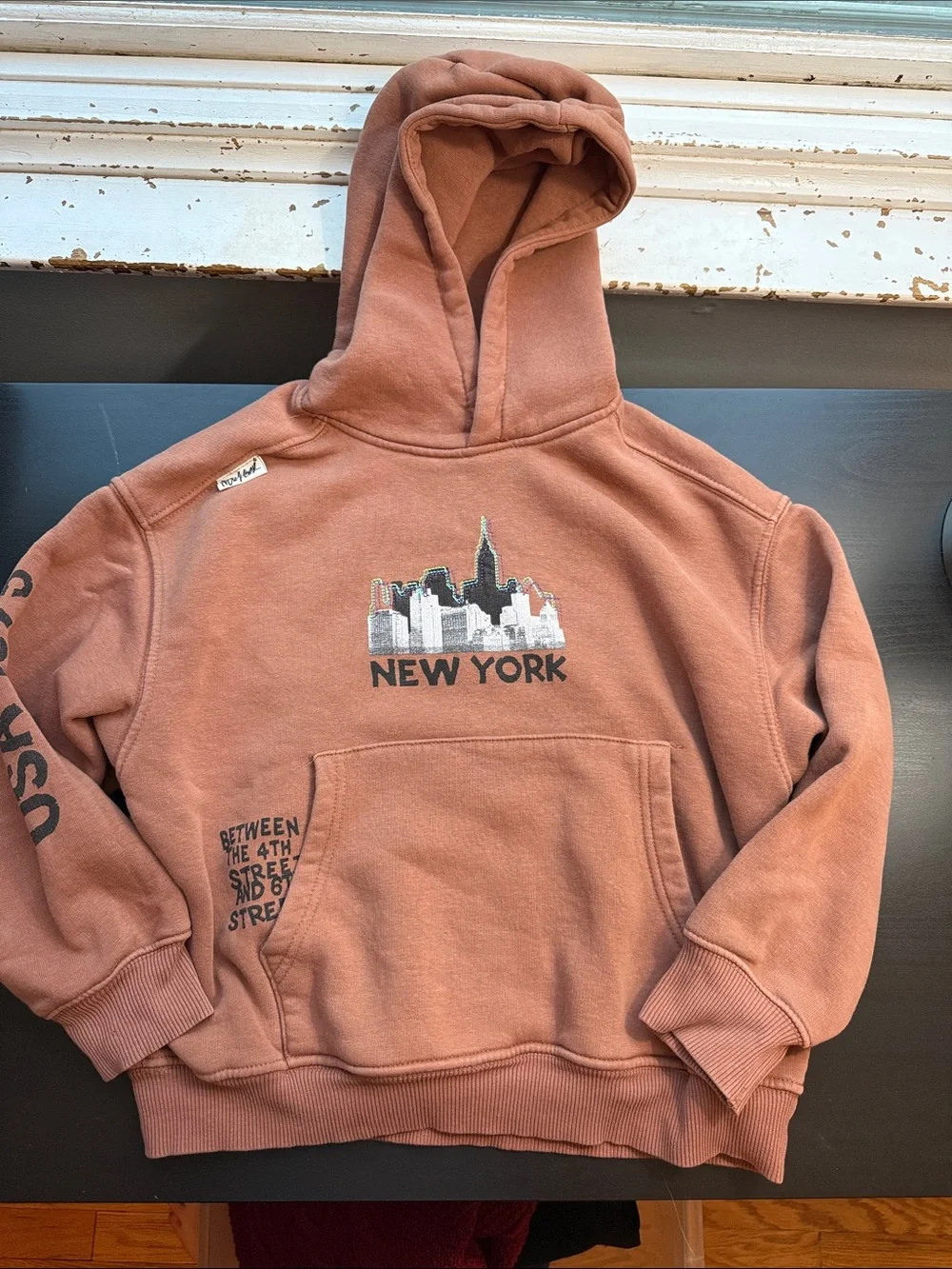 Zara Rust Brown New York Graphic Hoodie